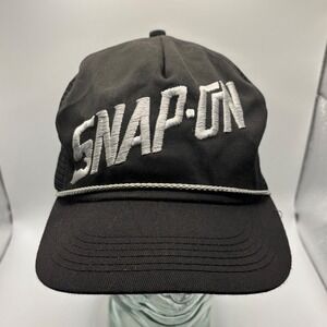 Vintage 80s/90s Snap-On Tools Black Trucker Snapback Hat Embroidered Rope Bill